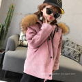 Wholesale winter real fur parka with fur lining thichk overcoat kids